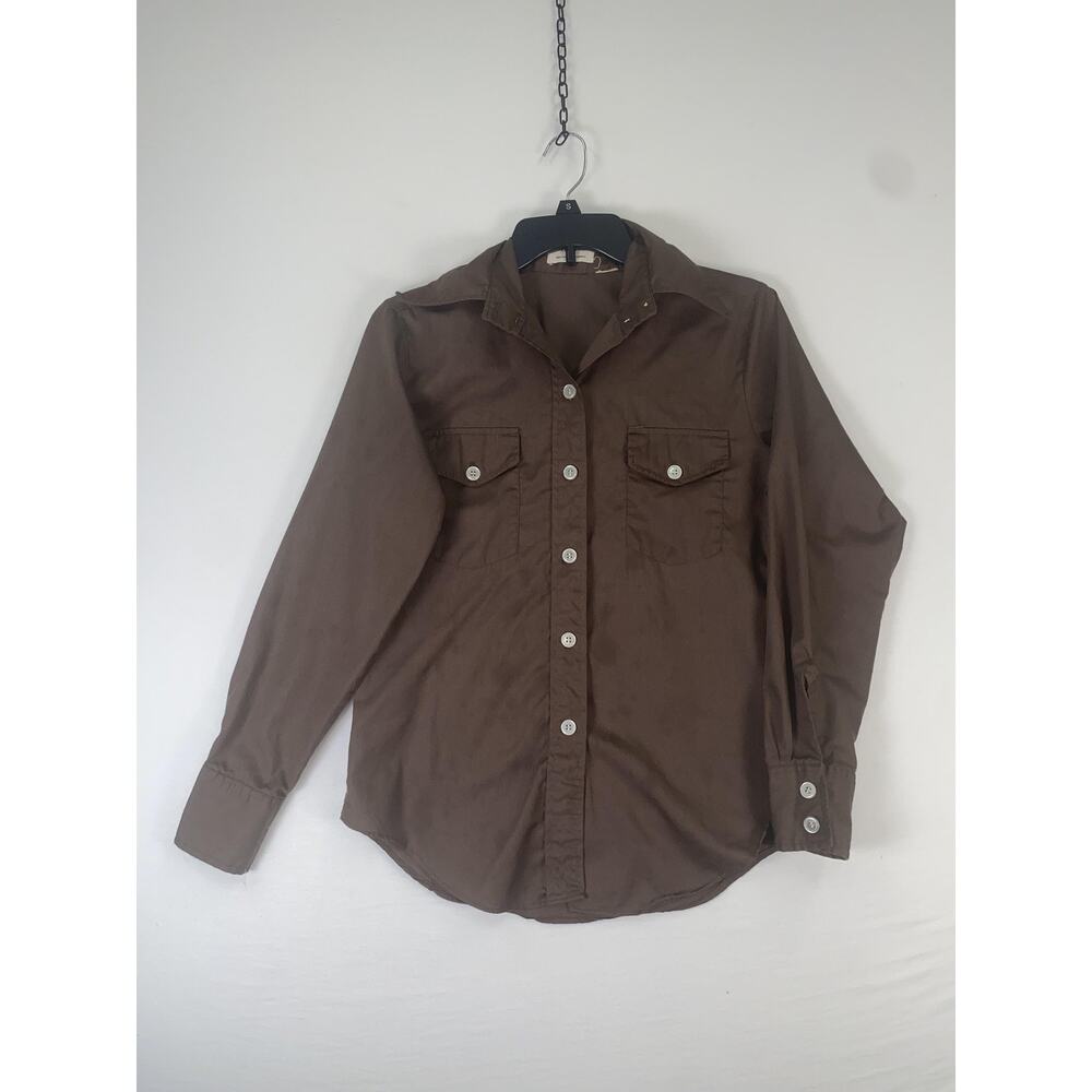 Glenbrooke Shirt Mens Small Brown Solid Long Sleeve Button Up Pockets Casual